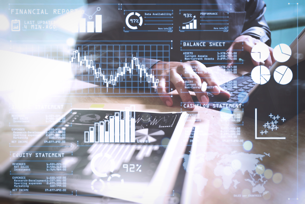Investor,Analyzing,Stock,Market,Report,And,Financial,Dashboard,With,Business