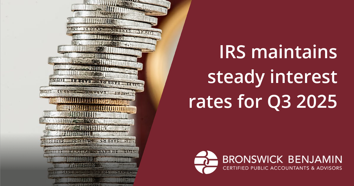 IRS maintains steady interest rates for Q3 2025 - Bronswick Benjamin